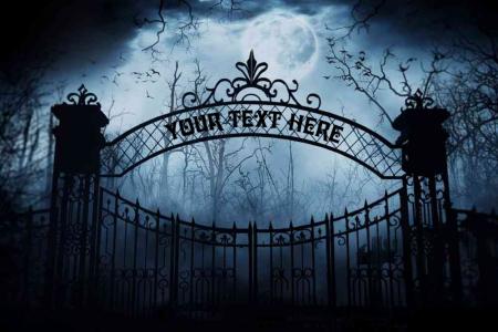 Text on Scary Cemetery Gate