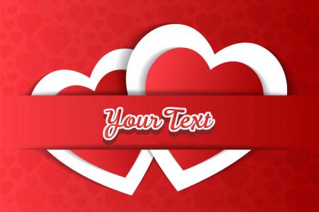 Text effect on romantic double hearts