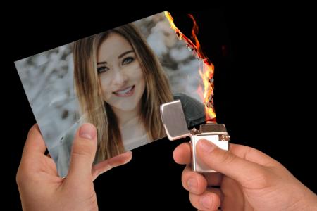 Customize photo on fire photo frame on hand